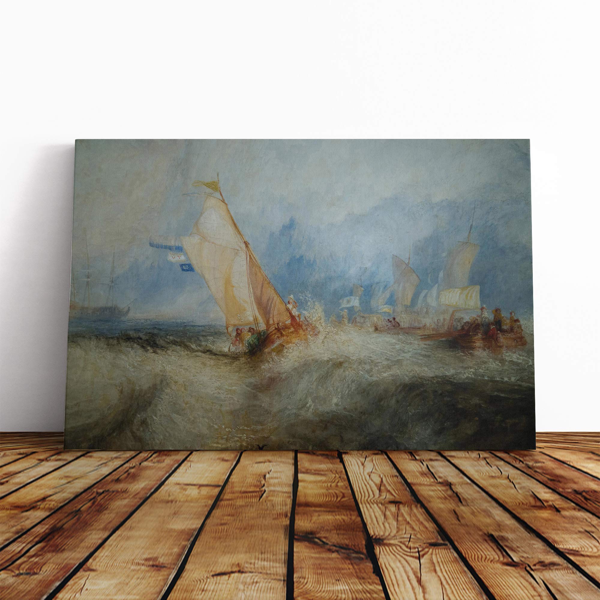 Joseph Mallord William Turner Ship at Sea Canvas Print | Gallery Wrapped 30mm Frame Wall Art | 30x20 inches | Ready to Hang | Coastal Seascape Picture | Living Room Bedroom Lounge Office