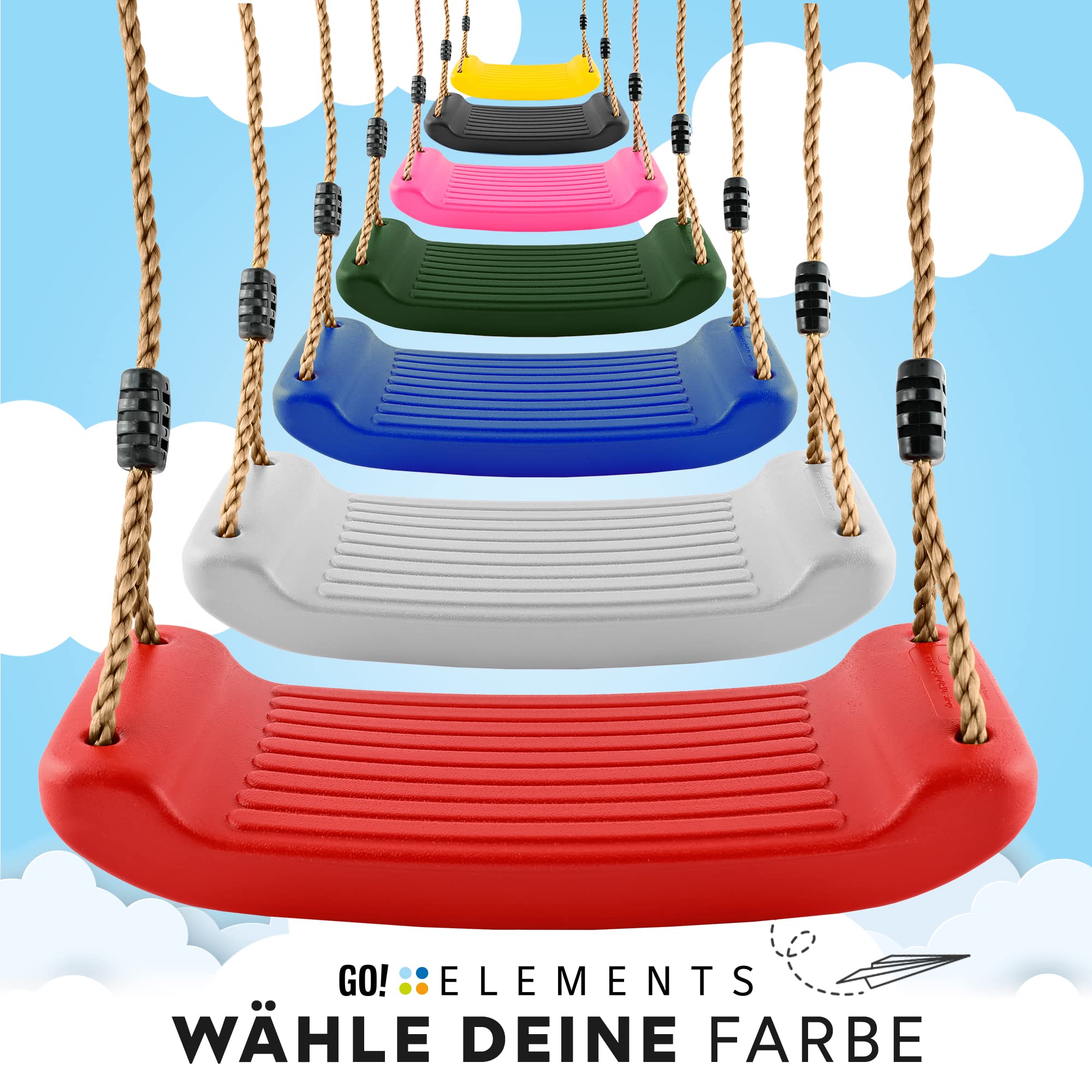Schaukel Garten | Kinderschaukel Outdoor Indoor | Höhenverstellbar & rutschfest| Schaukelsitz - Schaukelbrett - Brettschaukel für Kinder zum Schaukeln