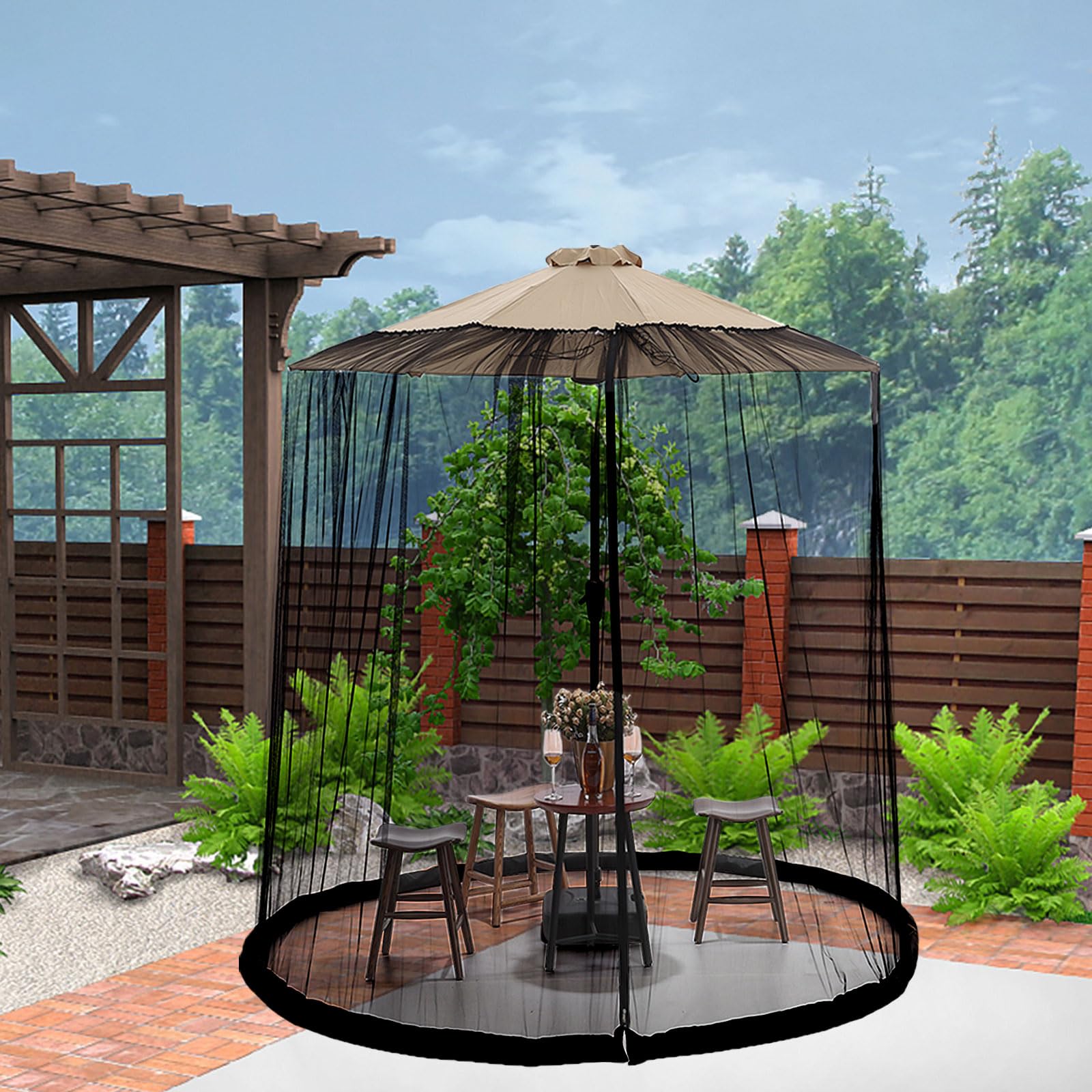 long patio table with umbrella hole Flash Furniture 27.5 x 47.25 in. Tory Commercial Grade Rectangular Tempered Glass Top with & Steel Tube Frame Black Color:A20-CHOICEDDC_CE-11 The rectangular outline and not_offer Brock 9-Foot Market Patio