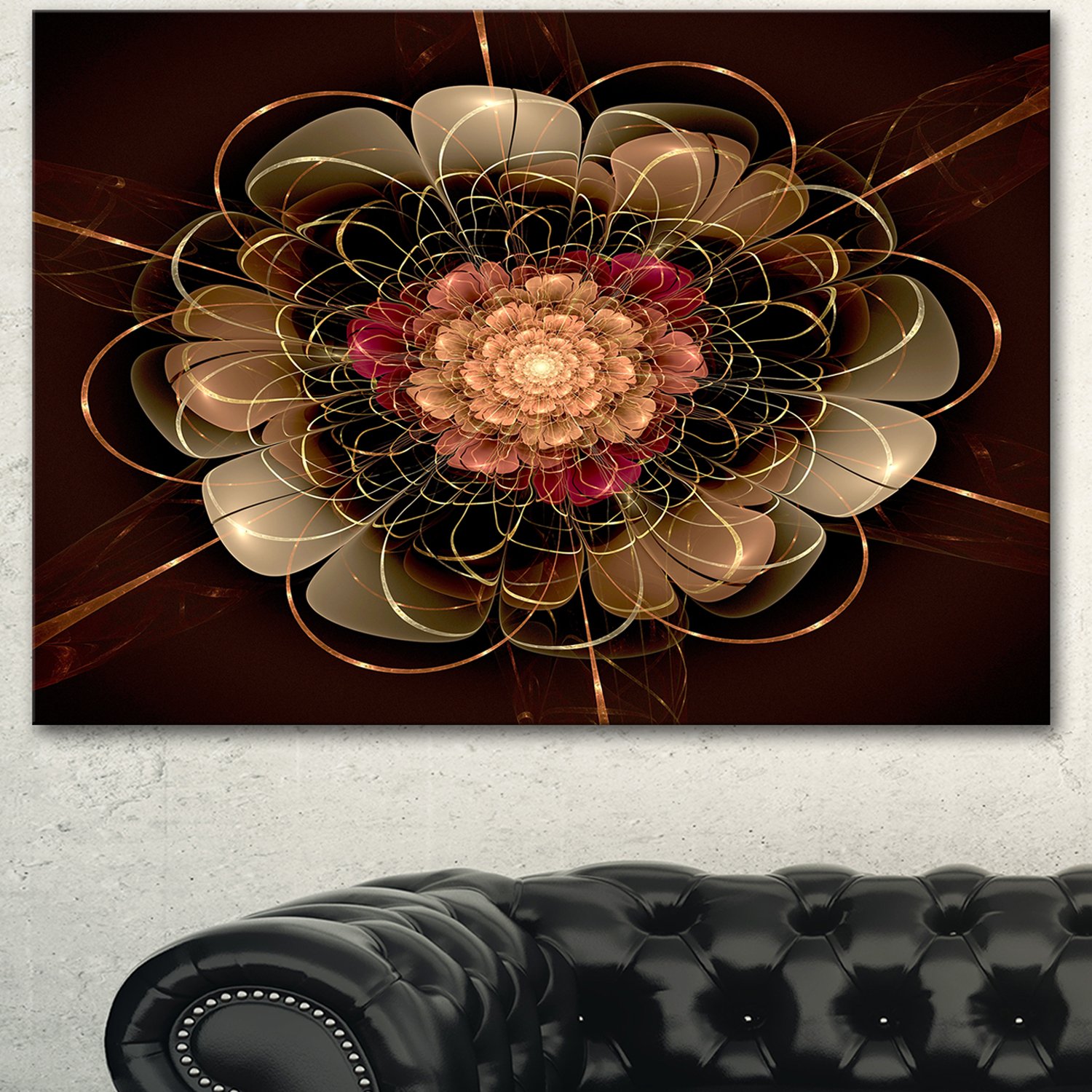 Amazon.com: Designart PT15017-32-16 Dark Gold Red Fractal Flower
