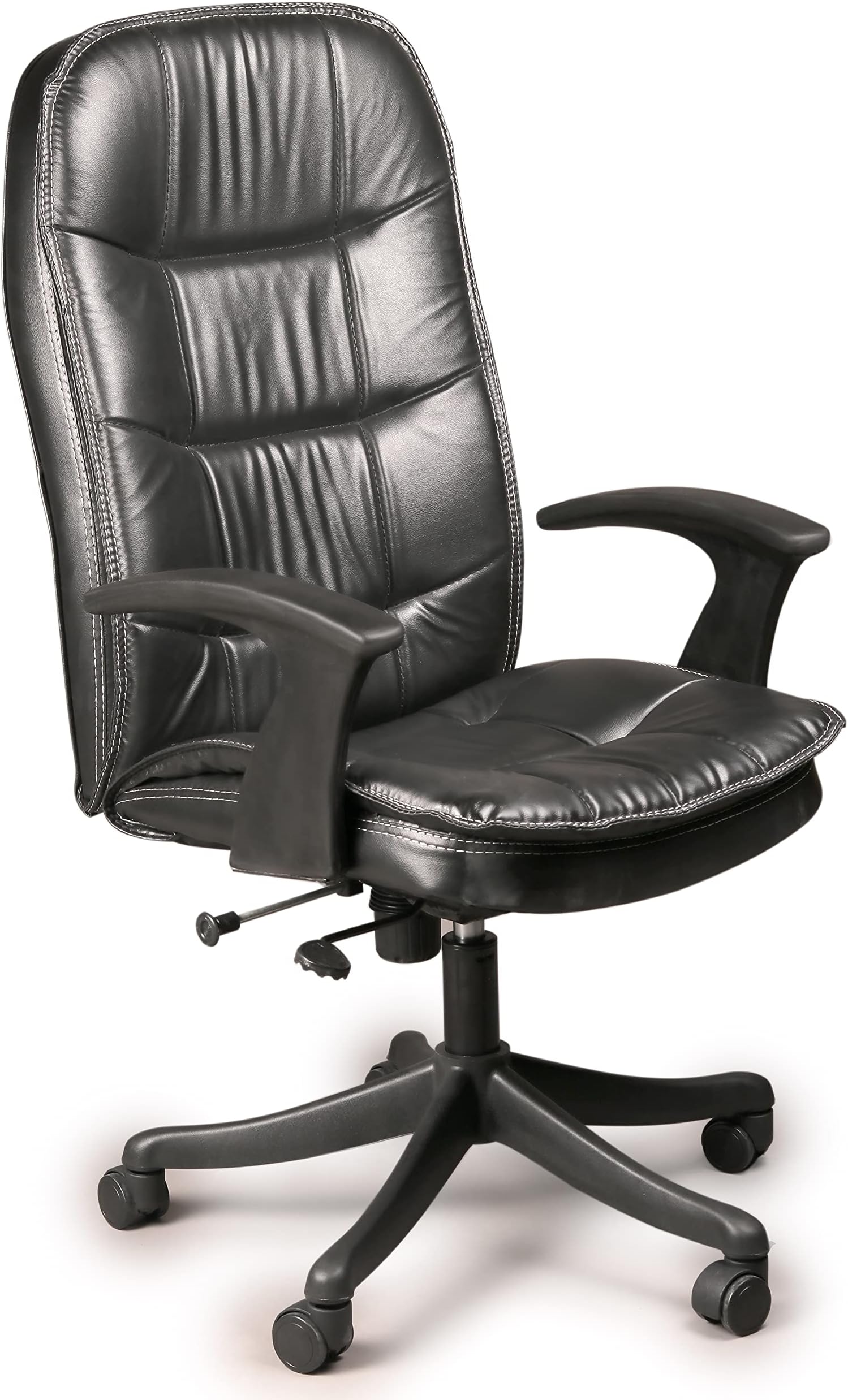 SEAT CHACHA Office/Home/Revolving/Computer/Executive Chair with Black finsih Nylon Base & softtop pu armrest (Midnight Black)