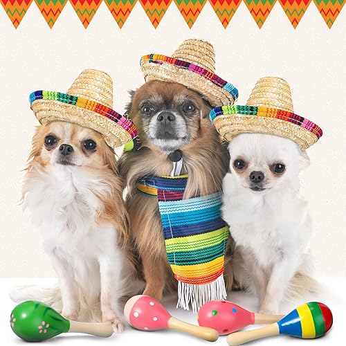 Miniatura 7 de Mini Fiesta Maracas Sombrero Mexicano Sombreros Decoraciones Temáticas Mexicanas Suministros de Carnaval para Adultos Niños Muñecas Mascotas (24