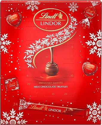 Lindt Milk Lovers Advent Calendar, 24 Assorted Milk Chocolate Surprises, Milk Chocolate Truffles, Hearts and Squares With Smooth Melting Filling, 315 g