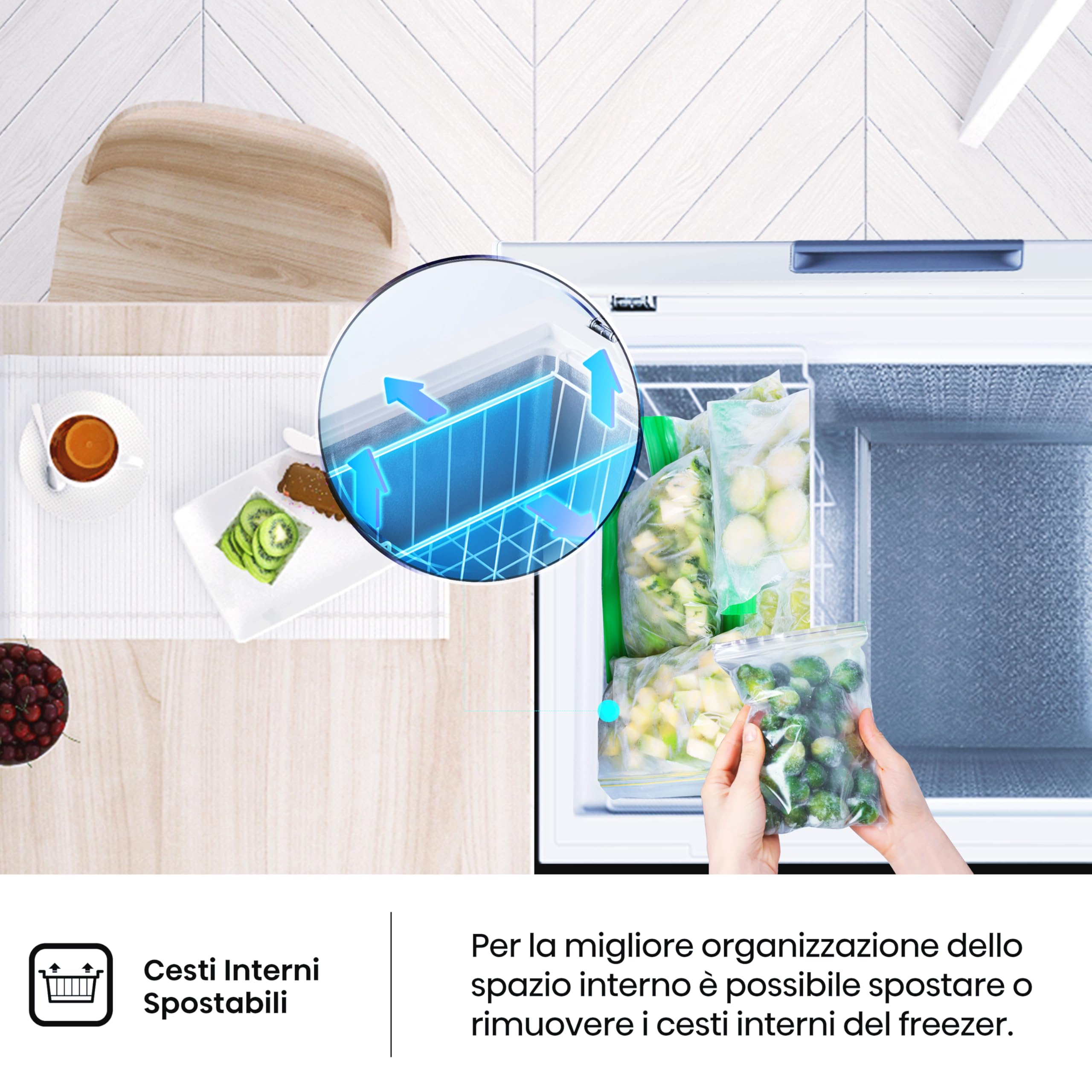Hisense FT125D4AWE Congelatore a Pozzo 95 L di capacità, Silenzioso 40 dB, Bianco, 54.6 x 47.9 x 85.4 cm