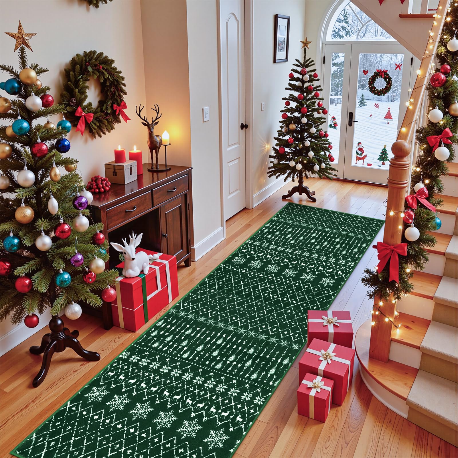 Lahome Christmas Runner Rug for Hallway 2x8 Non Slip Soft Long