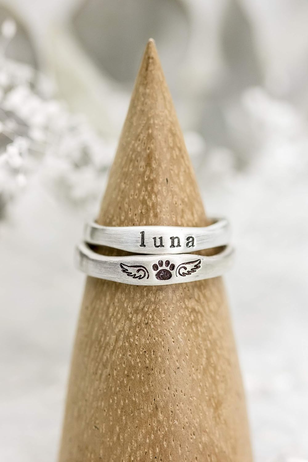 Sterling Silver Hand-Stamped Custom Pet Memorial Rings