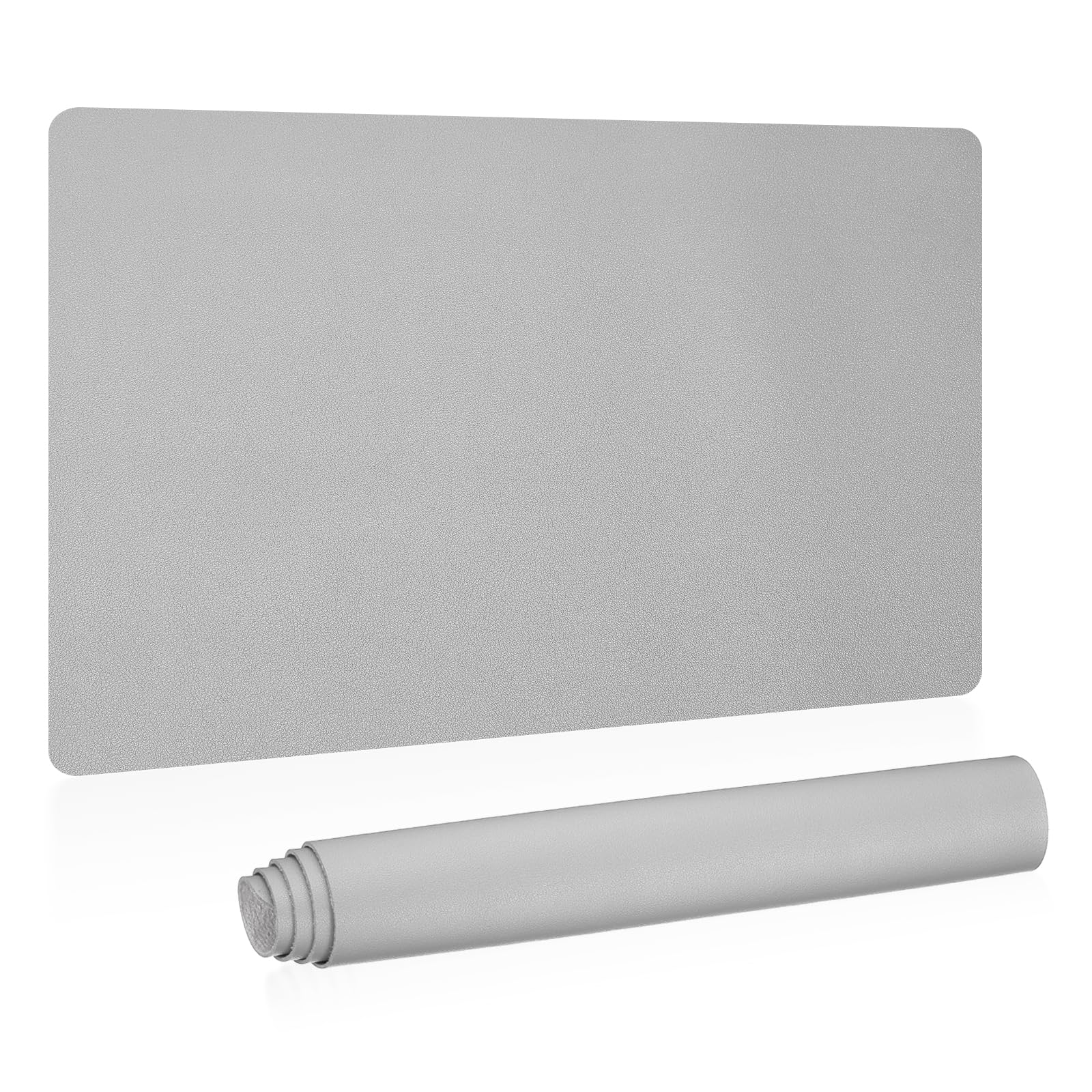 PATIKIL Large Desk Mat, 24"x13", PU Leather & Suede, Desk Pad, Light Grey