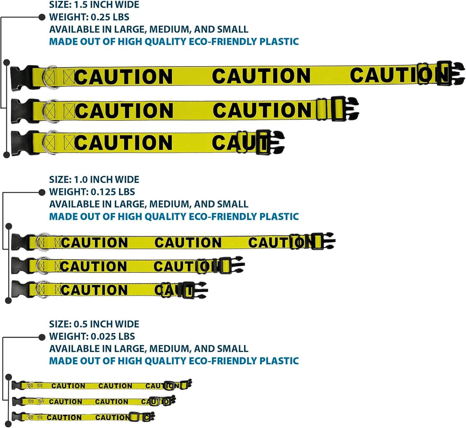 Buckle-Down 18-32" Caution Yellow Black Plastic Clip Collar, Wide Large