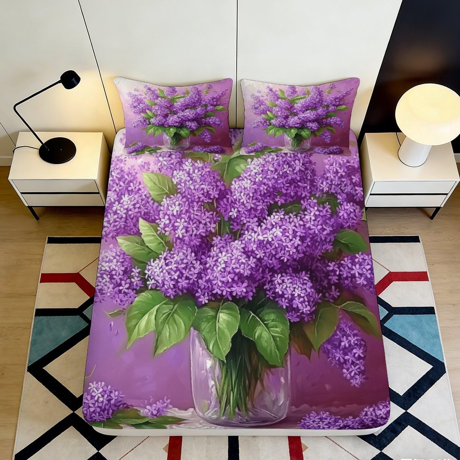3D Printed Microfiber Fitted Sheet for Bed, Dustproof and Anti-slip Mattress Cover, Suitable for Bedroom and Guest Room Decor, Easy to Wash and Maintain 90x200x25cm