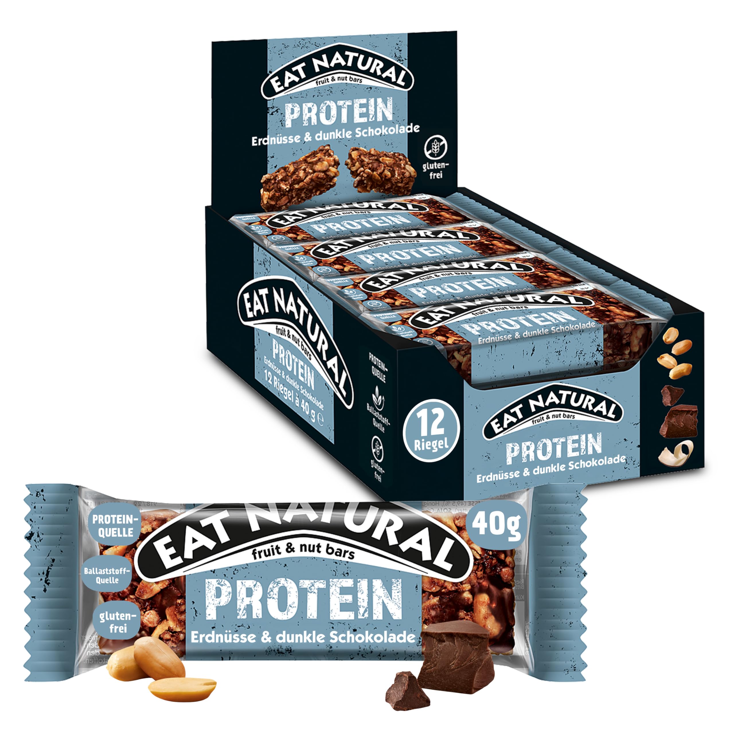 EAT NATURAL Protein Erdnüsse & dunkle Schokolade (12 x 40 g)