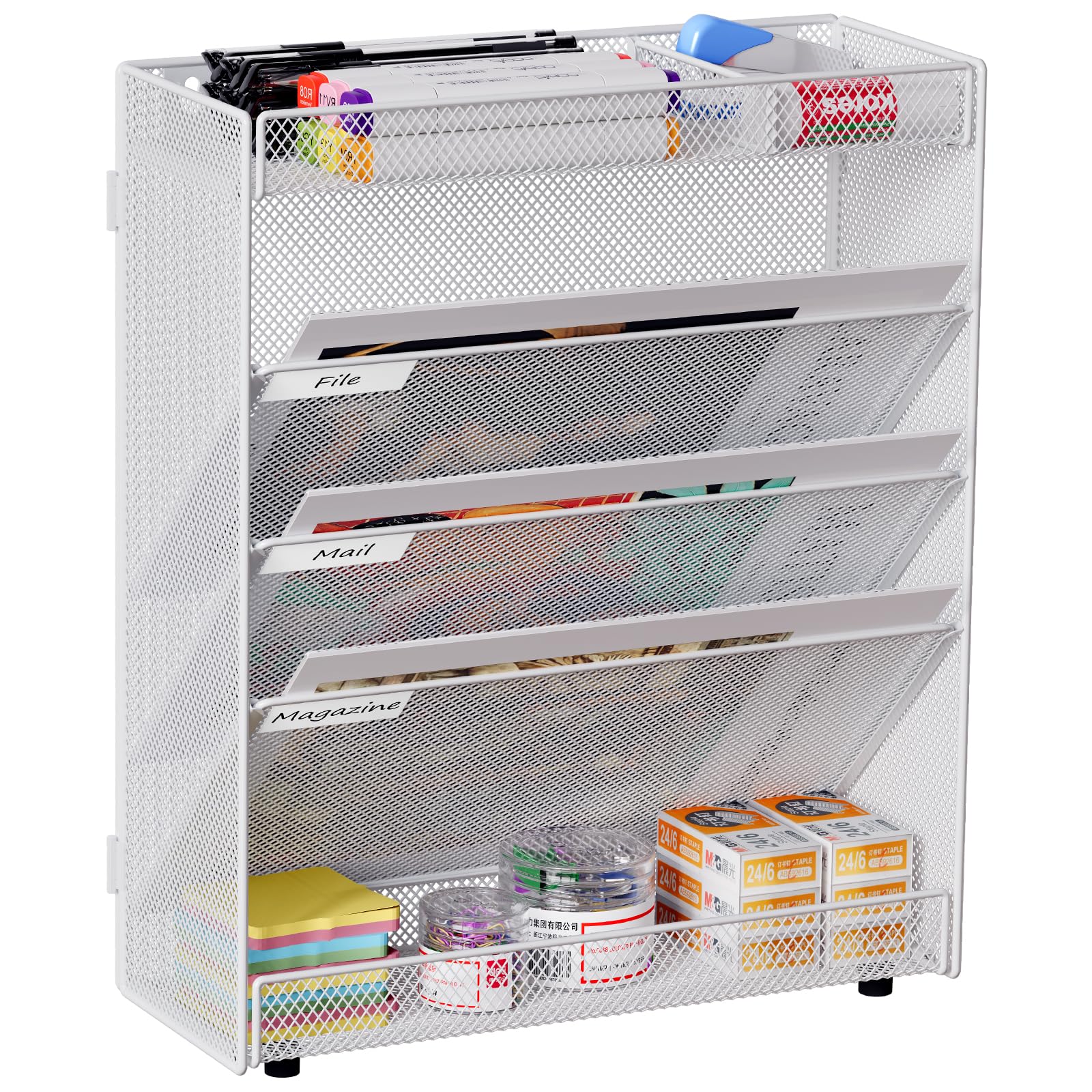 Allecto Plus - Opbergtas Voor Over De Deur Multifunctionele Wandkast Met 5 Zakken Katoen Linnen Organizer Voor Keuken En Slaapkamer Badkamer Opbergorganizer Met Haakjes Opknoping Zak