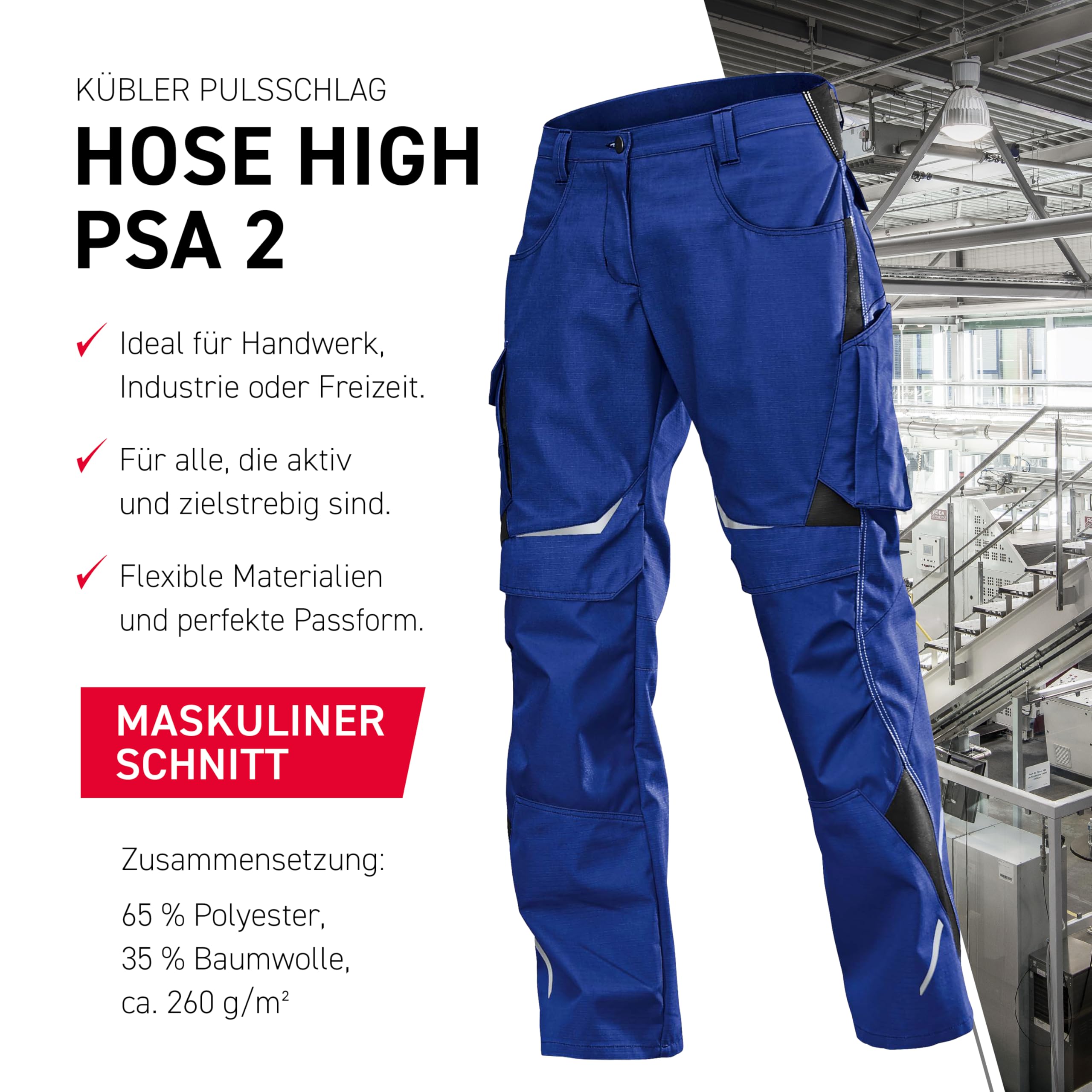 Spodnie robocze BHP PULSSCHLAG HIGH rozmiar 48 niebieski/czarny