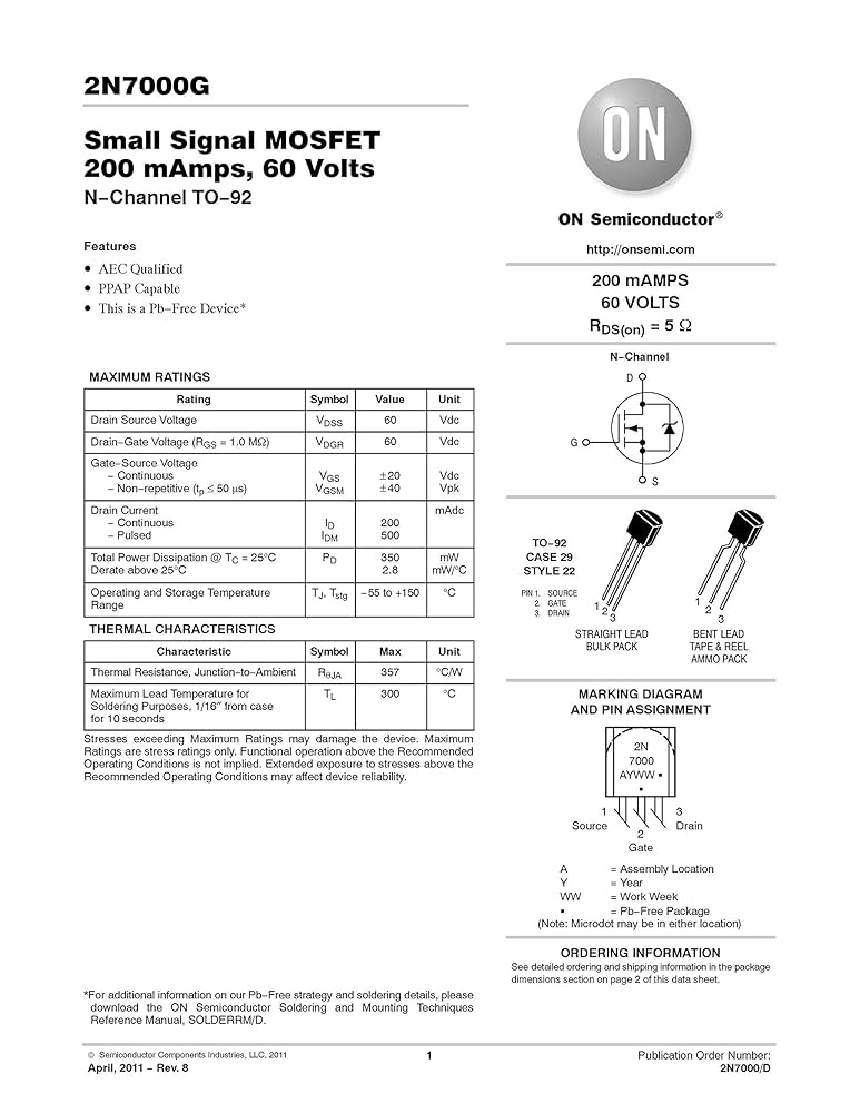 MOSFET N-CHANNEL 60V 200mA (10 pieces): Amazon.com