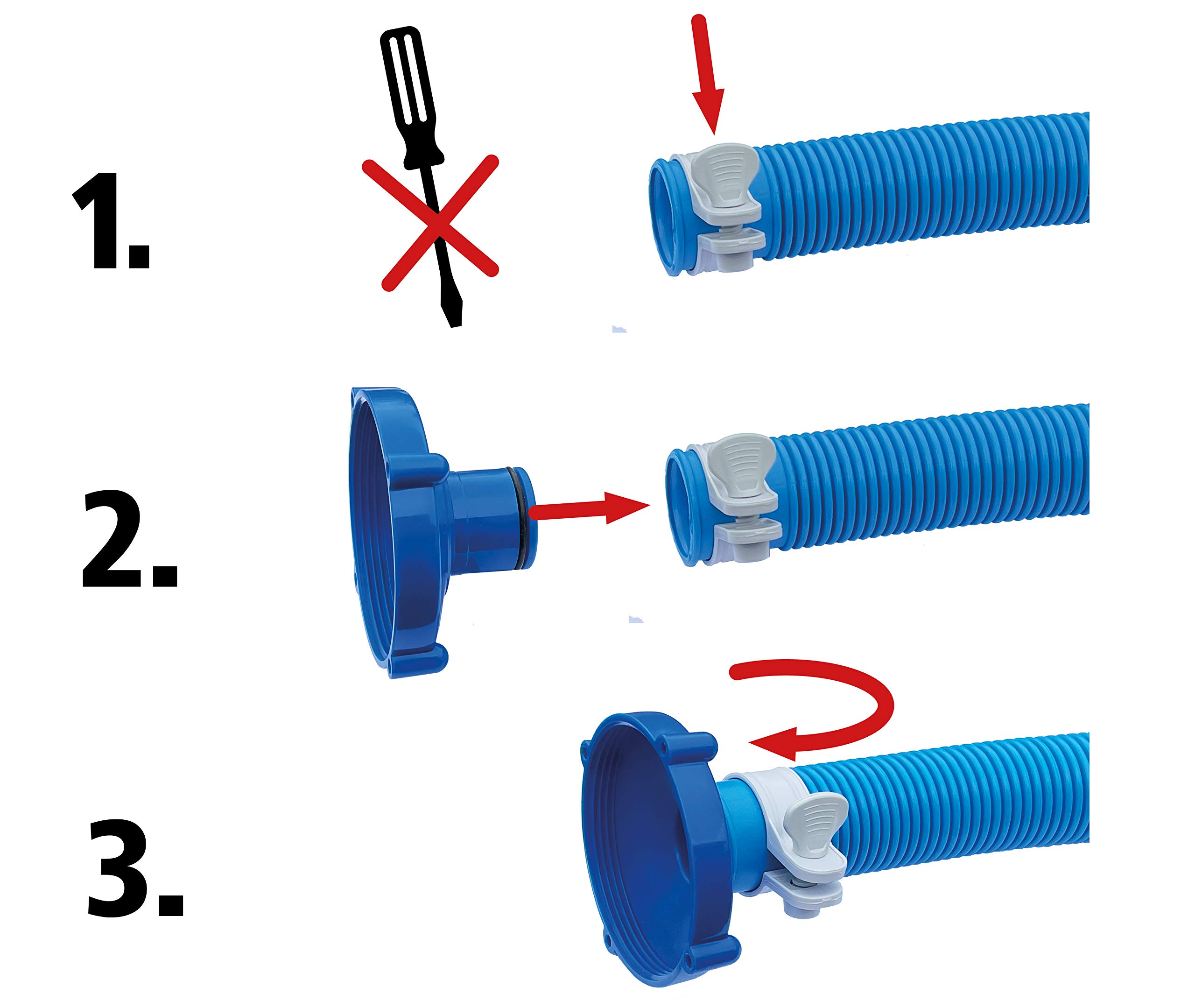 Adapter do węża basenowego w instalacji filtrującej do basenów Quick-up firmy Intex i Bestway (Ø 80 mm do Ø 32 mm) z zaciskiem do węża