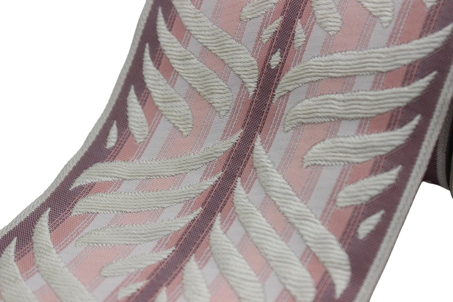 3.8 Yards Spool 3.9" Width Pink & Cream Leaf Drapery Trim Jacquard Ribbon for Your Drapes Curtains Drapery Banding Trim Tape V5 214