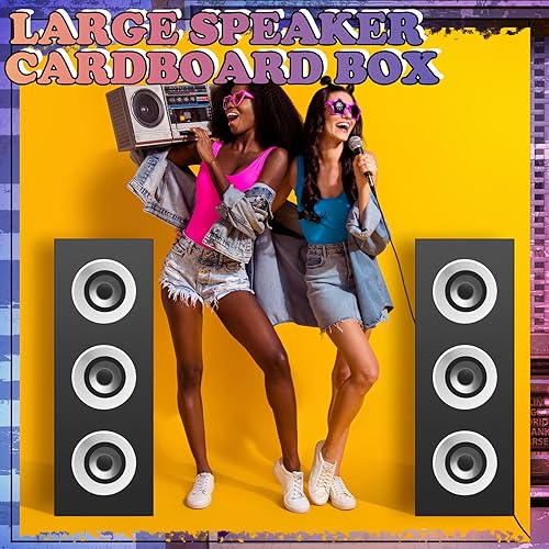 Miniatura 6 de 4 piezas de decoraciones de fiesta de los años 80 y 90, recuerdos de fiesta de hip hop, de 16.5 x 5.9 x 5.9 pulgadas, cajas grandes de papel para