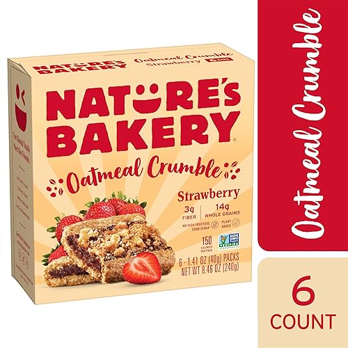 Miniatura 3 de Nature's Bakery Barritas de avena desmenuzada, fresa, fruta real, veganas, sin OMG, barra de desayuno, 1 caja con 6 barras, 6