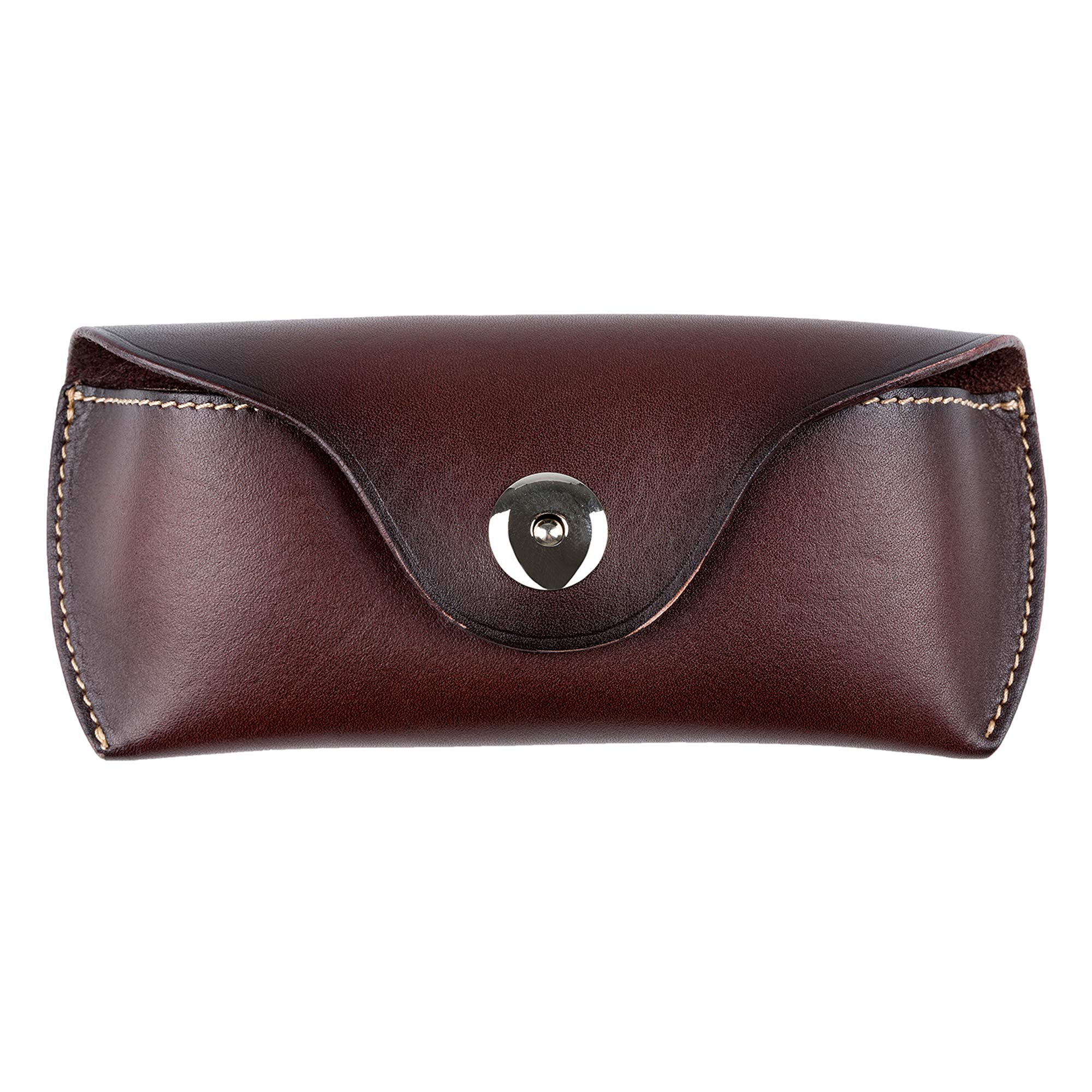 ZLYCUnisex Semi Hard Genuine Leather Eyeglass Case With Belt Loop for Prescription Eyeglasses & Standard Sized Sunglasses