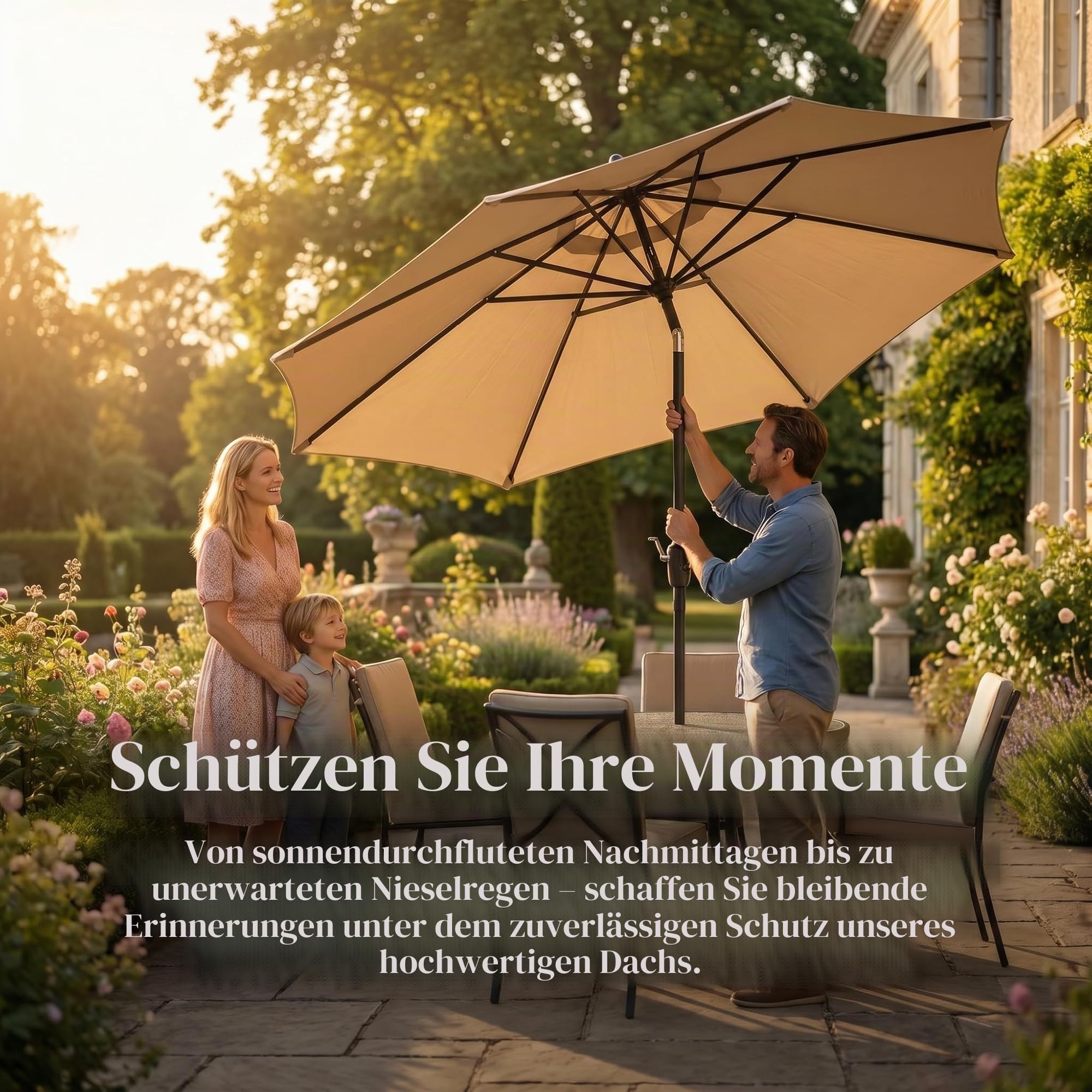 3 m Terrassenschirm Ersatzdach Dicke und stark Marktschirm Ersatzabdeckung mit 8 Rippen Outdoor Regenschirm Sonnenschutz Baldachin(nur Baldachin)