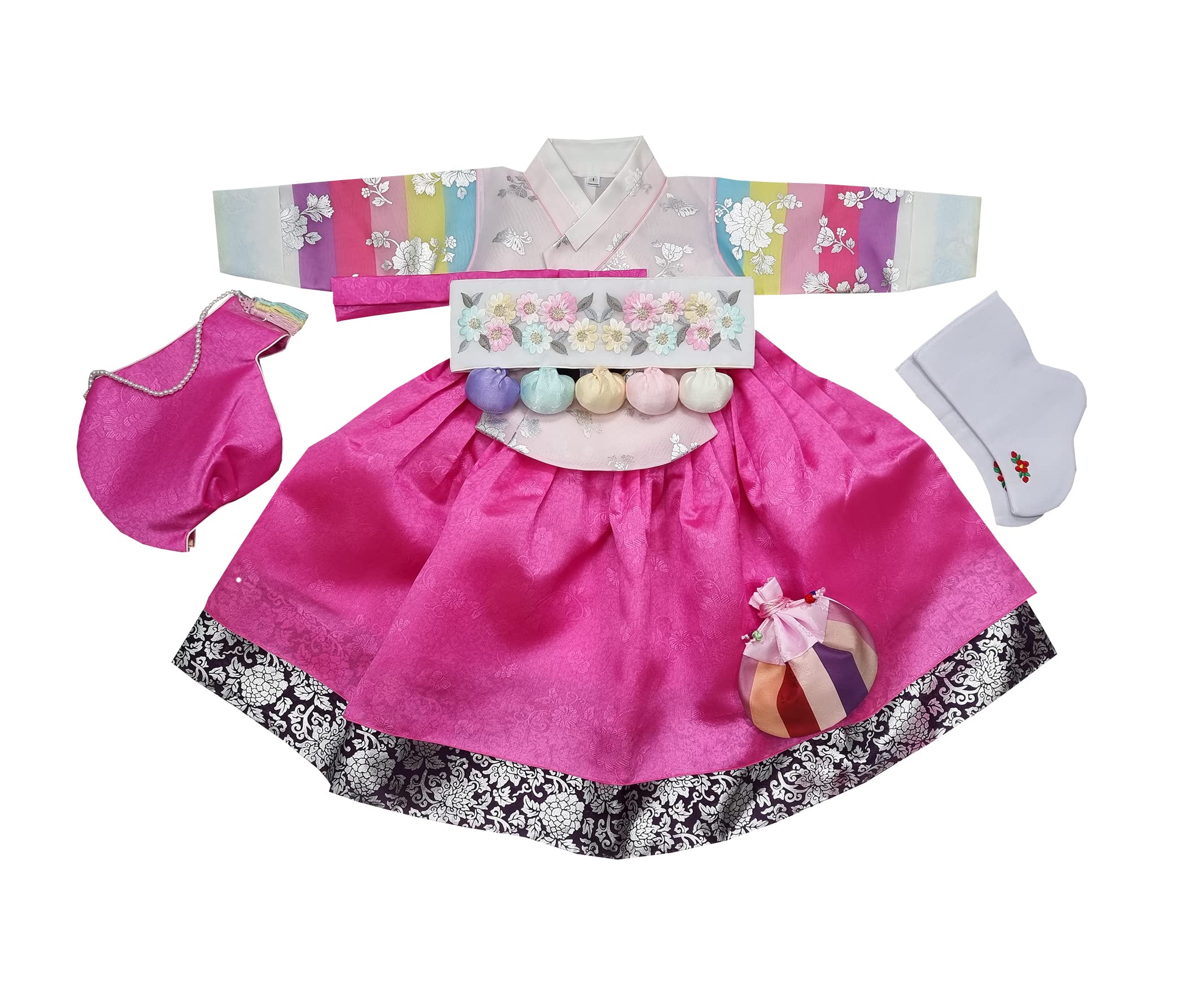 hanbok storehanbok store Korea Traditional Hanbok Girl Baby First Birthday Dol Party 1 Age Pink Saekdong OSPI01, Medium