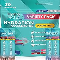 HydroMATE Sugar-Free Electrolyte Powder Variety Pack - 30 Rapid Hydration Sticks for Keto Energy & Cramp Relief