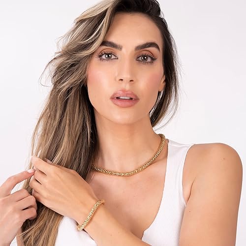 Miniatura 5 de Barzel Collar de palomitas de maíz chapado en oro de 18 quilates, hecho en Brasil