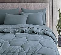 Vista 6 de Chezmoi Collection Piper - Juego de ropa de cama King en una bolsa, 7 piezas, acolchado hexagonal de panal de abeja, suave lavado, microfibra