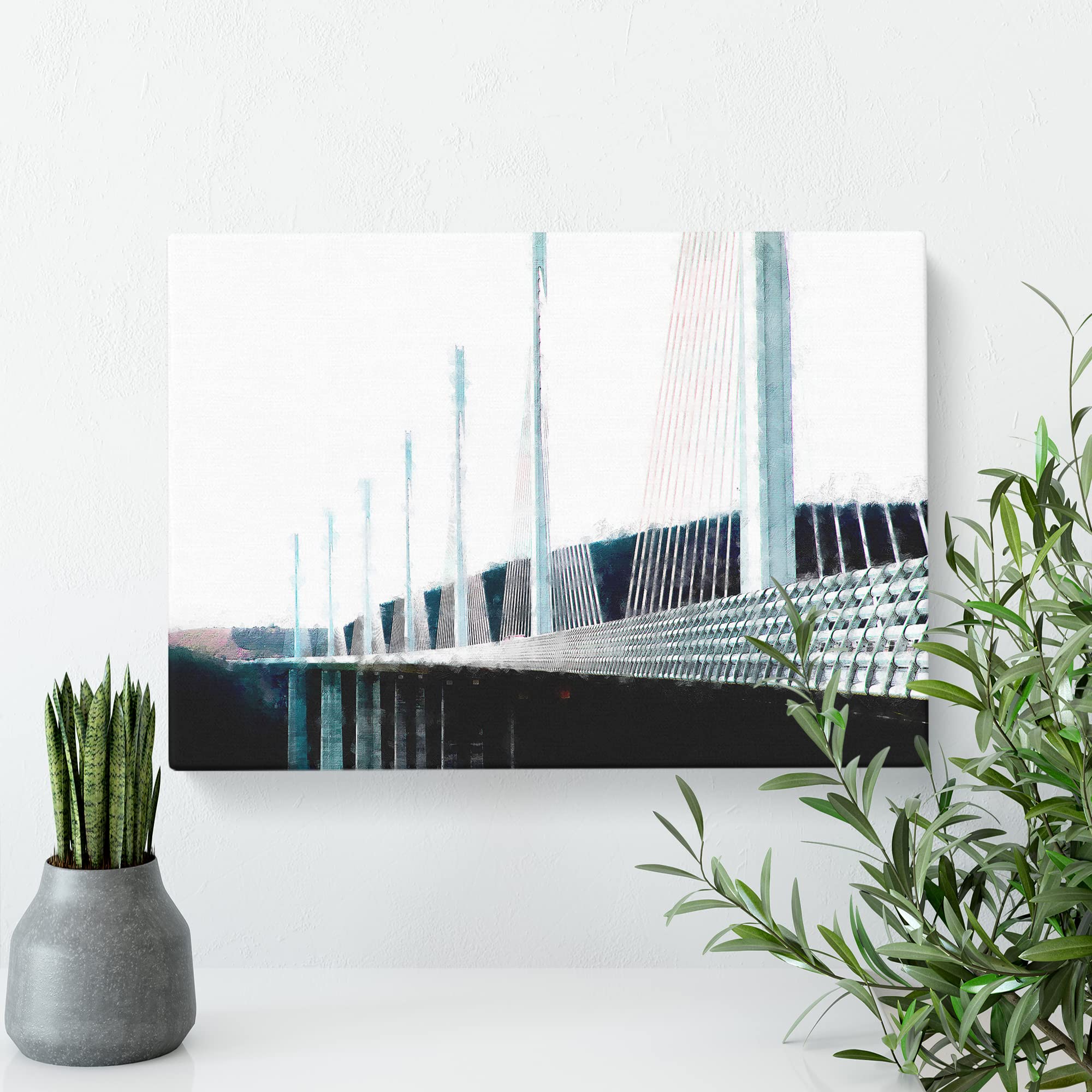 Millau Viaduct Bridge In France Canvas Print, Mixed, 25L x 50W cm - Image 3