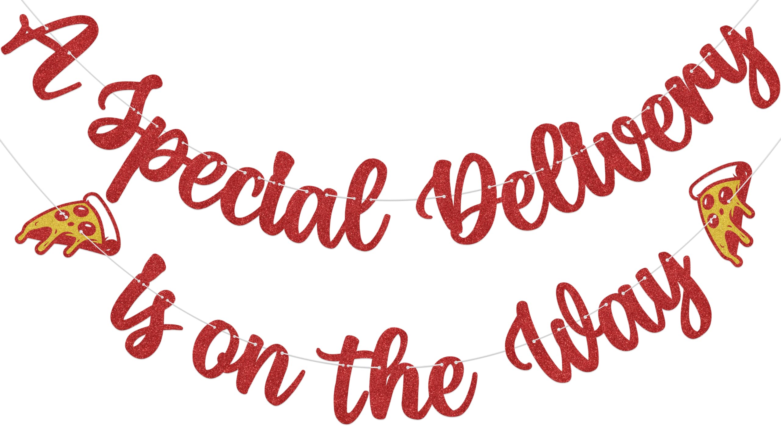 Aumccxz A Special Delivery is on the Way Banner Special Delivery Pizza Baby Shower Decorations Italian Baby Shower Gender Reveal Party Decorations Red