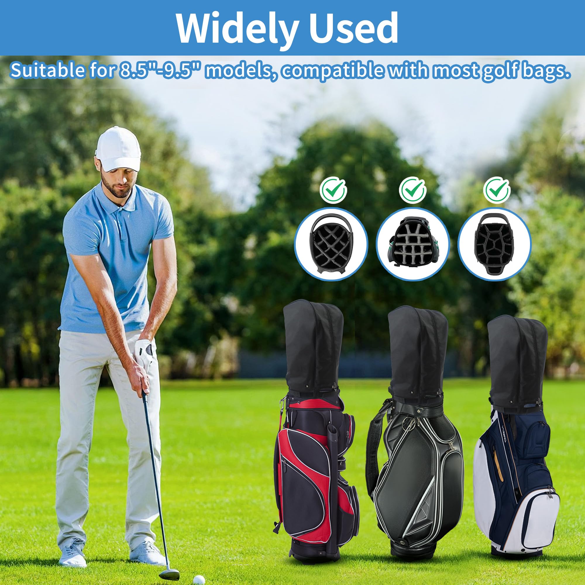ohbien Housse de pluie imperméable universelle pour sac de golf avec sangles à boucle fixe, tissu Oxford 900D, accès facile, s'adapte à la plupart des sacs de golf et chariots de transport