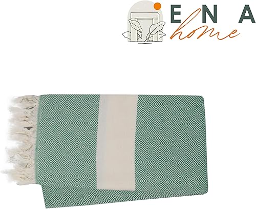 Miniatura 2 de Toalla turca de playa 100% algodón, manta peshtemal de 39 x 71 pulgadas, extra grande, para playa, sauna, baño, piscina, secado rápido, altamente