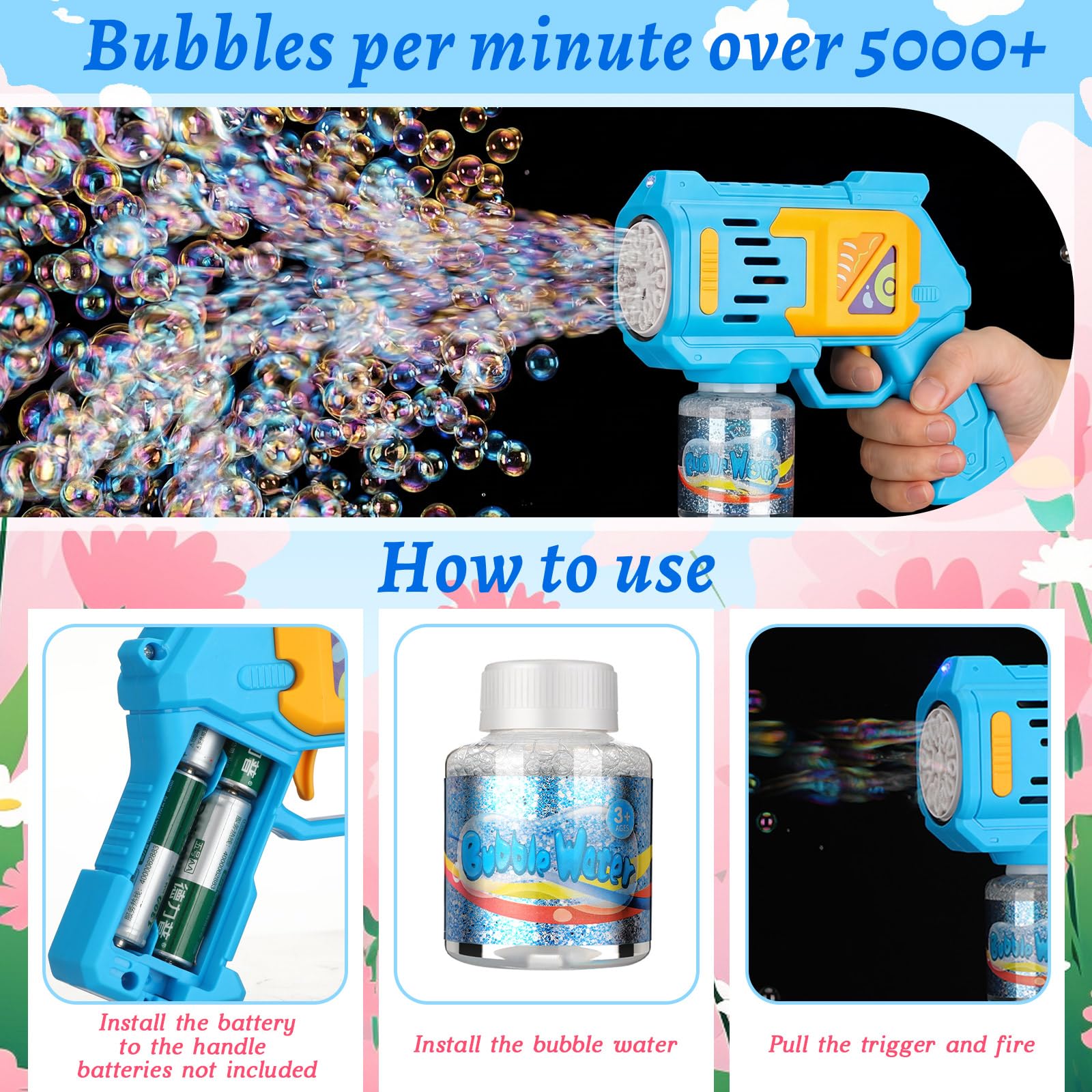 Confezione da 4 pistole elettriche a bolle per feste di nozze, con 4 soluzioni per bolle d'aria, per esterni, accessori per feste di nozze