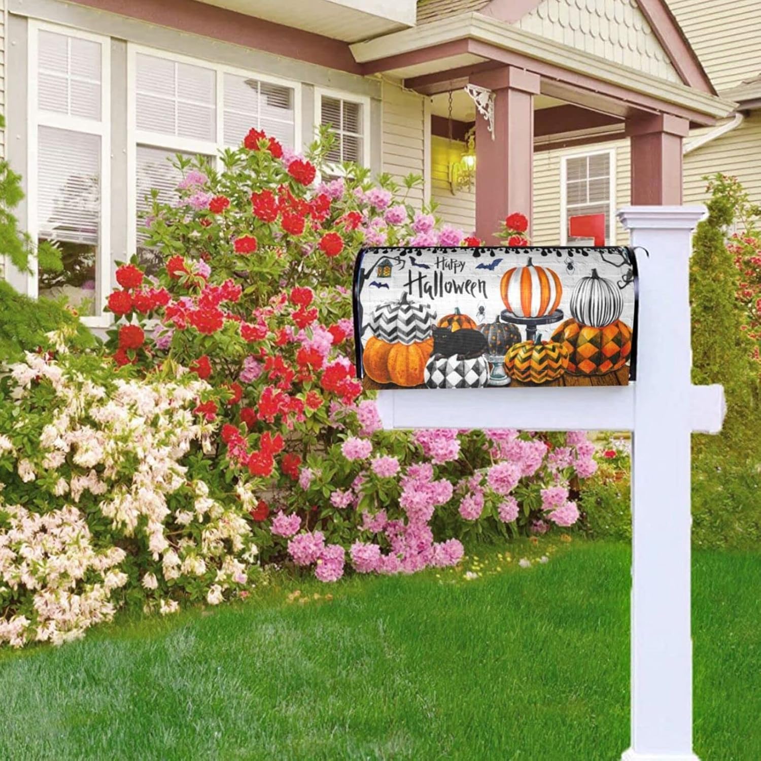 Halloween Mailbox Cover Fall Pumpkin Decorative Mail Box Covers Magnetic Halloween Mailbox Post Cover Home Garden Decor Outdoor Standard Size 18 X 21inch