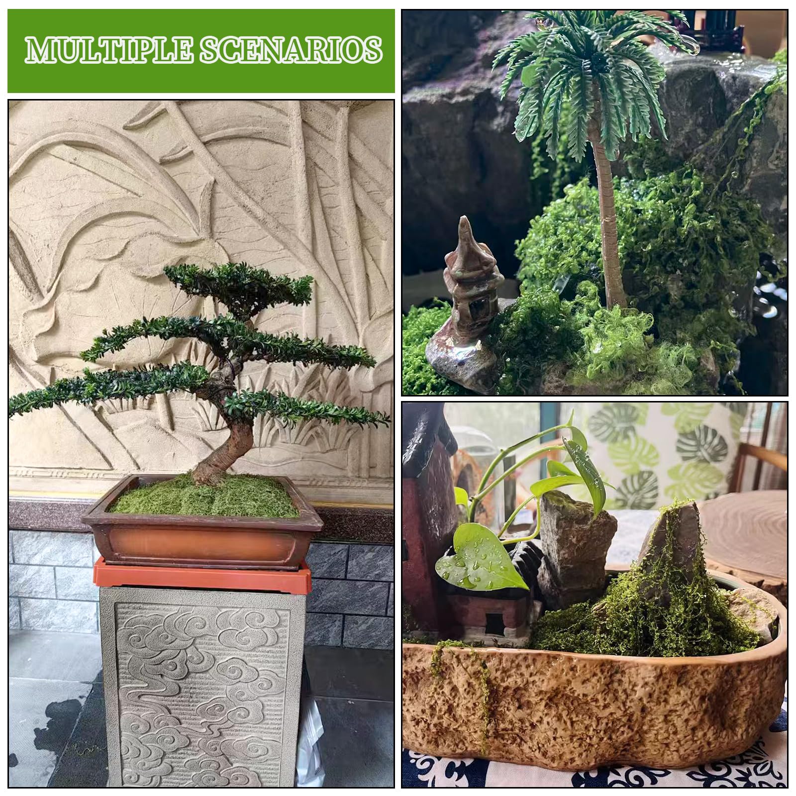 200g Muschio Artificiale,Muschio Riutilizzabili Verde Scuro,Nylon Muschios Vegetale Finto per Decorazioni Parete Casa Fai da Te Modellismo Artigianato