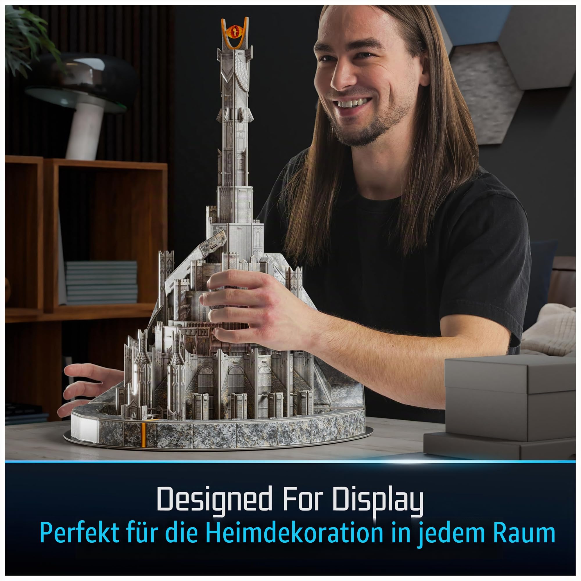 4D Build, Herr der Ringe Barad-Dur Auge des Sauron 3D-Modellbausatzes, Herr der Ringe Sammlerstücke & Schreibtisch-Dekor, Erwachsenenpuzzle, Bauspielzeug, 3D-Puzzles für Erwachsene & Jugendliche, 204