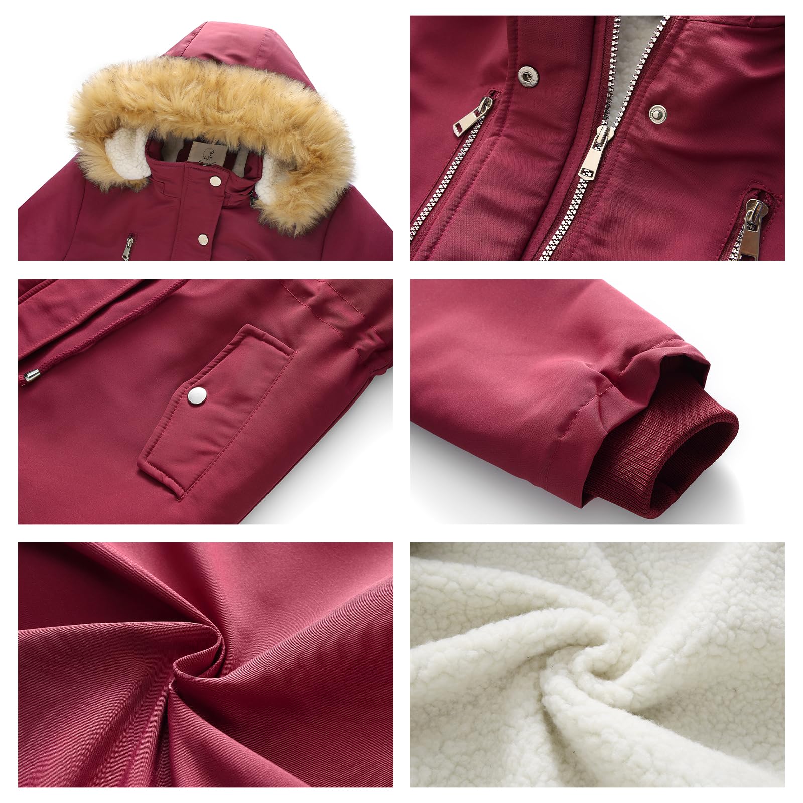 MODFUL Parka en polaire pour femme avec capuche amovible - Manteau d'hiver chaud Sherpa