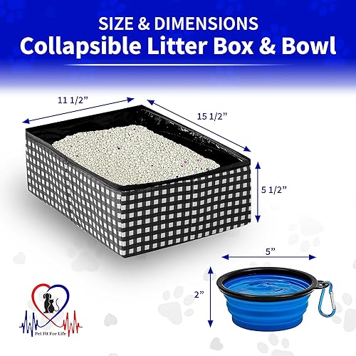 Miniatura 6 de Pet Fit For Life Caja de arena plegable portátil para gatos (16 x 12 x 5 pulgadas), caja de arena de viaje plegable y plegable para gatos, incluye