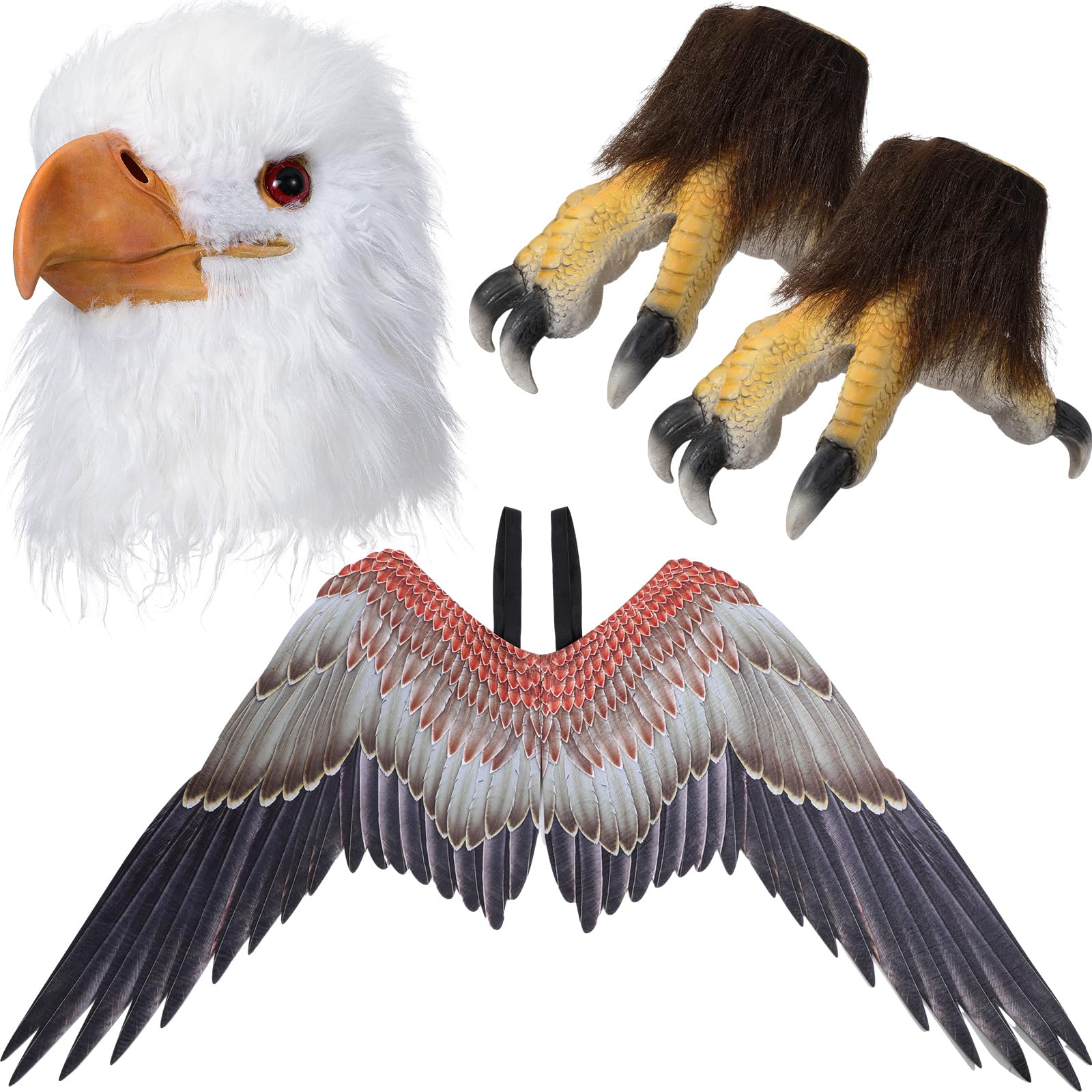 LilifulSet of 3 Bird Costume Set Includes Animal Mask Bird Wings and Claw Performance Prop for Adults Kids Halloween Carnival
