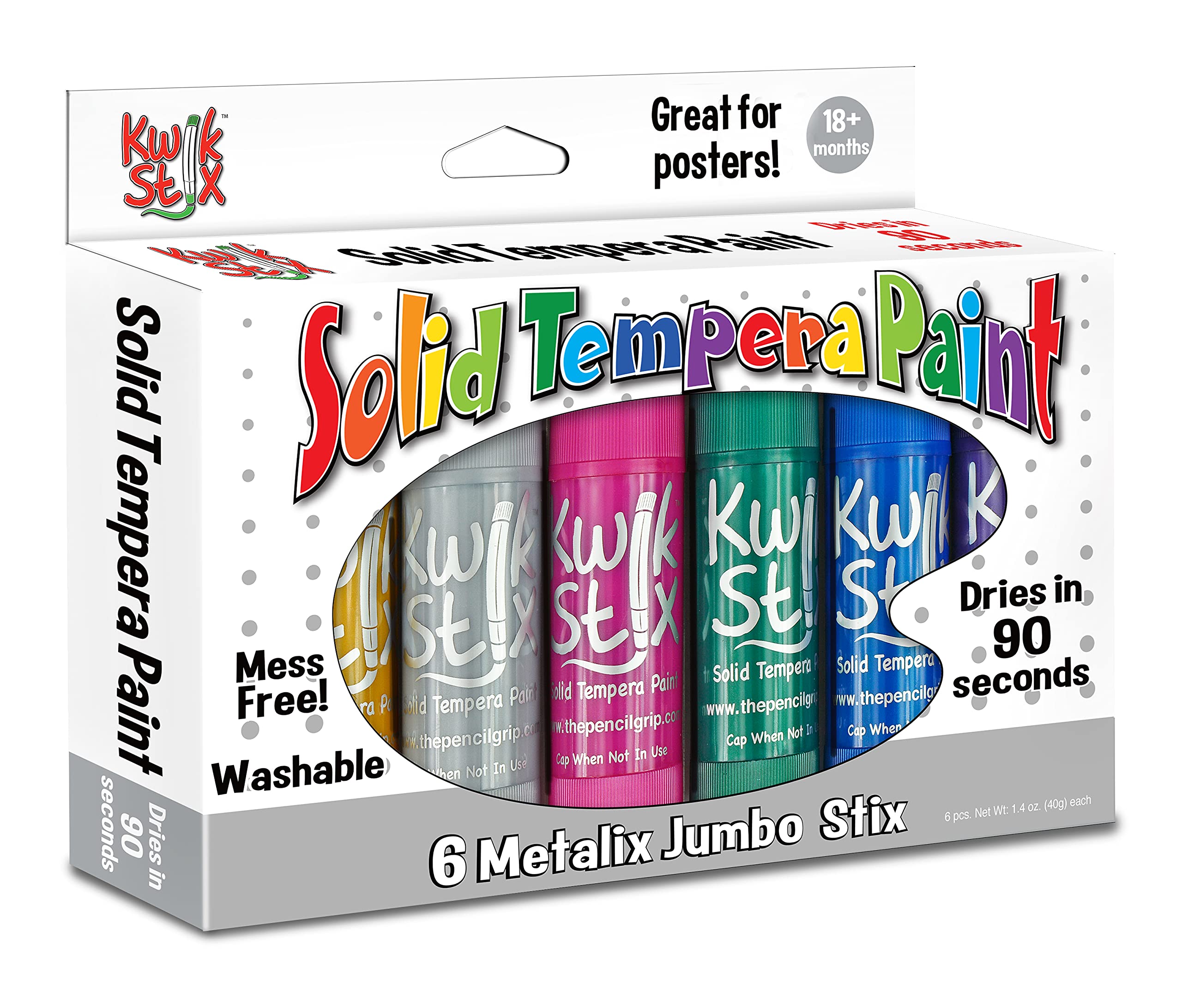 The Pencil Grip Jumbo Kwik Stix 6 Metallic Colors TPG-647