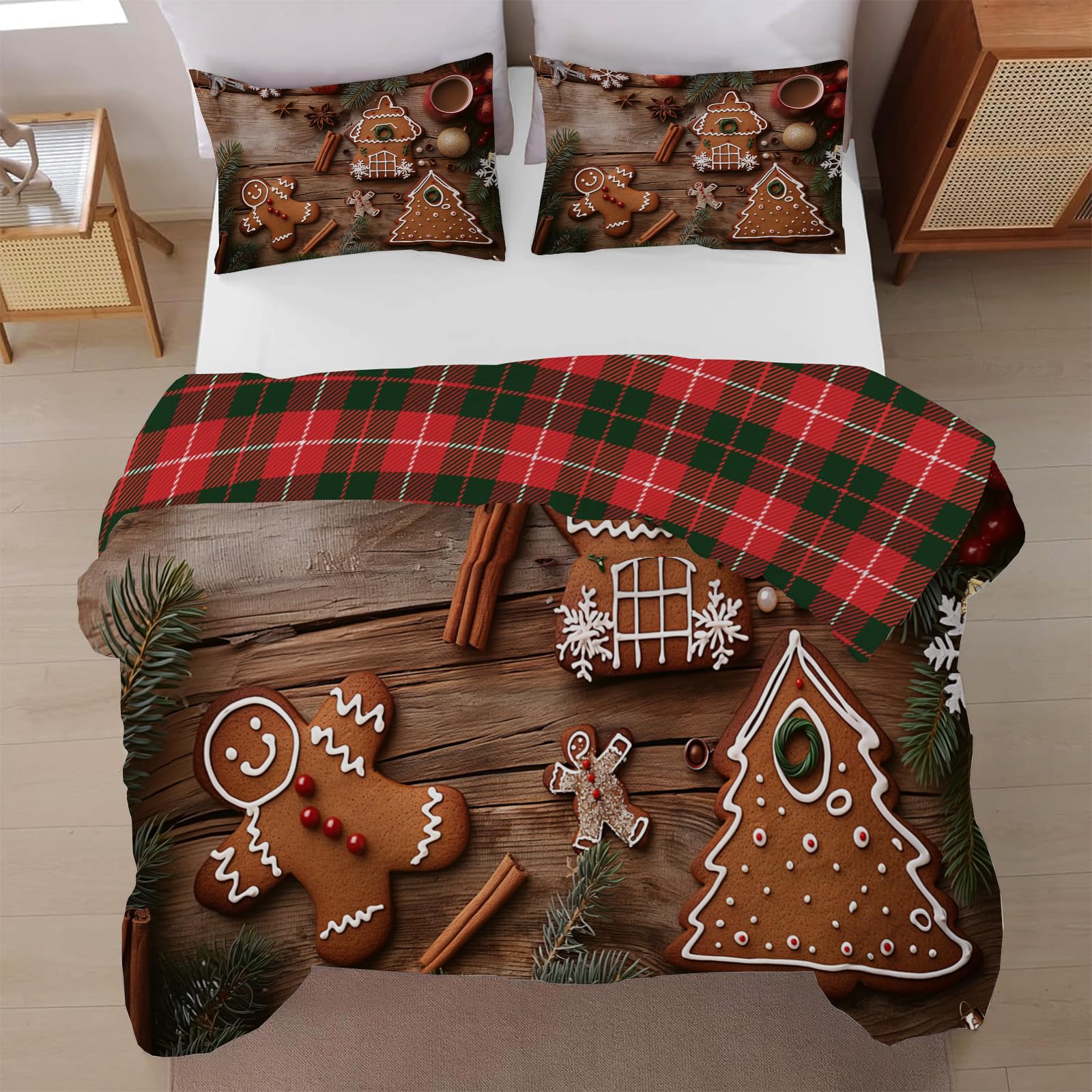 Housse de couette Noël 220x240 cm réversible en microfibre avec zip