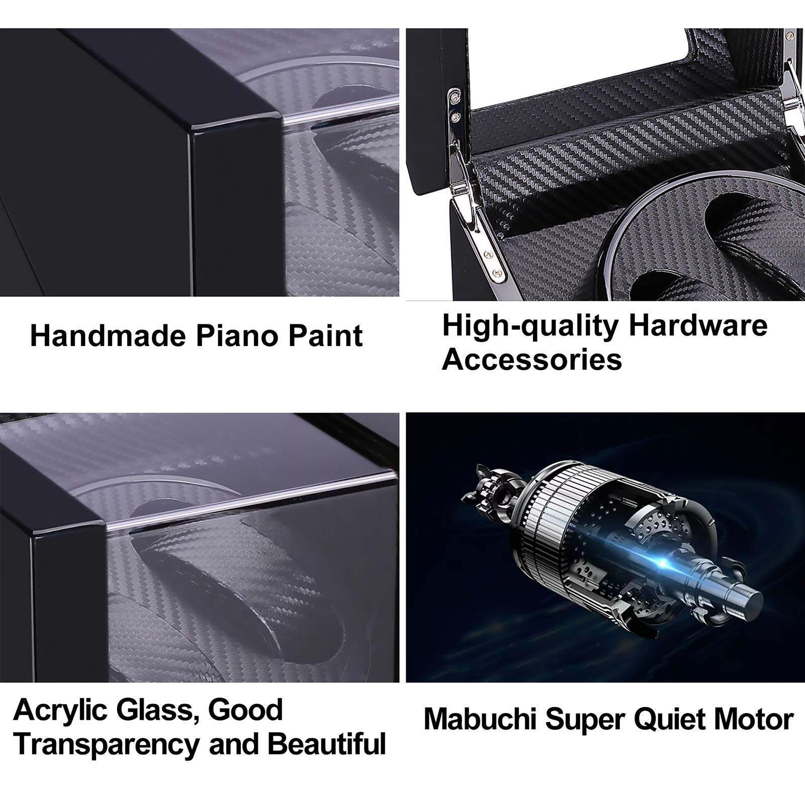 Avvolgitori per Orologi - Orologio Meccanico a 2 cifre con Motivo in Ebano, Dispositivo di Carica Automatica, Scatola per Orologi da Uomo e da Donna, Muto per Uso Domestico, agitatore per Orologi