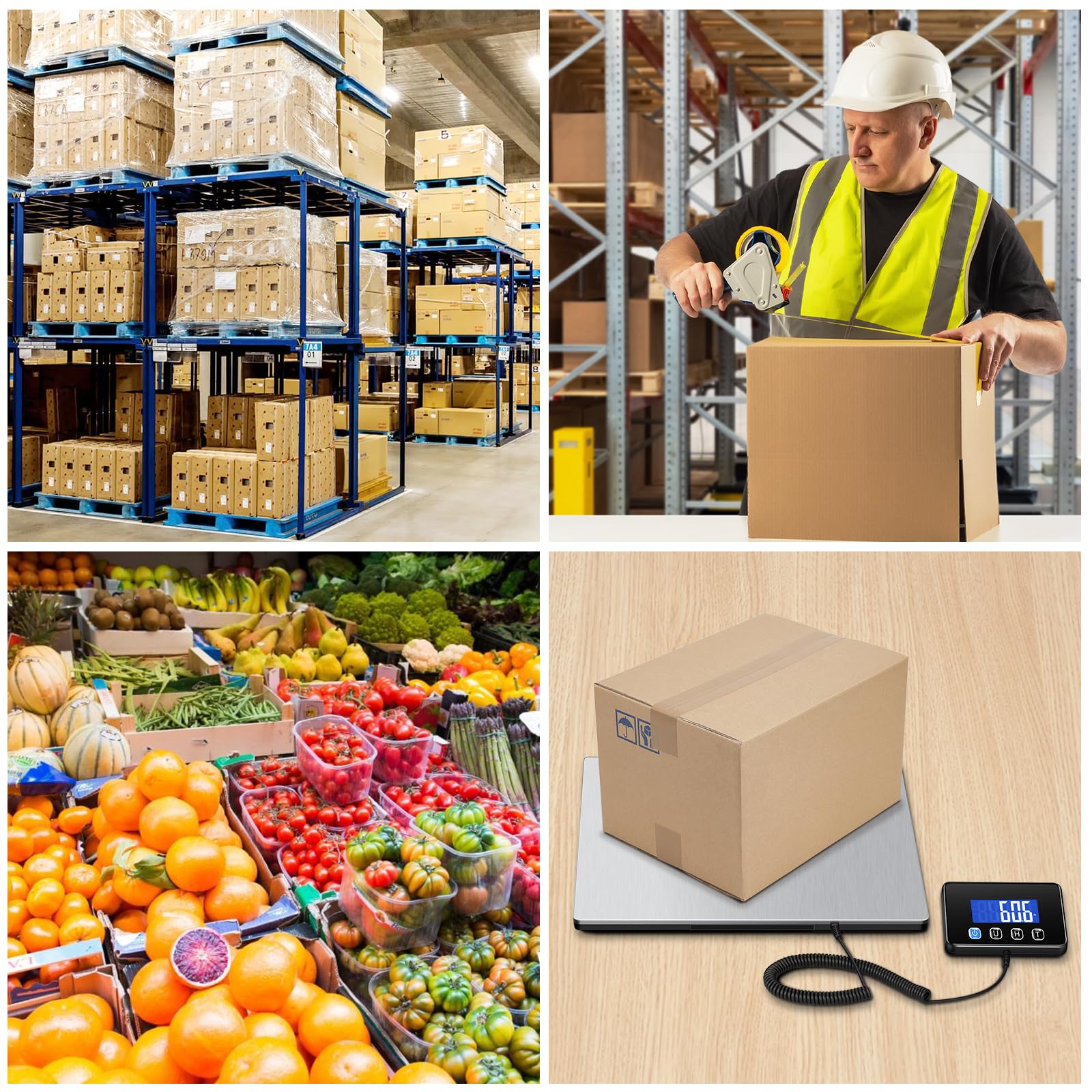 KUAIVO Paketwaage 300kg/20g Hochpräzise Plattformwaage Edelstahl LCD Hold Tara aufladbar