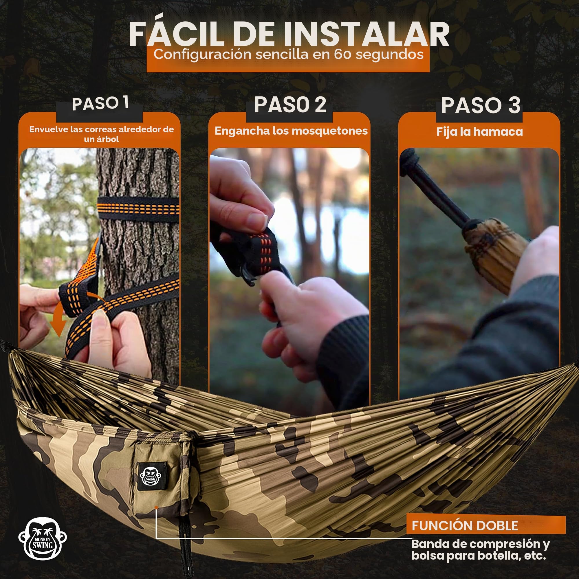 Hamaca Ligero Incluido Completo Set de Colgar Algo I 275x140cm I Chinchorro por Jardin, Ocio, Outdoor, Caminar, Acampar