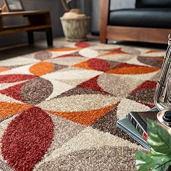 Amazon | サヤンサヤン 幾何学 柄 ブルーメン ラグマット