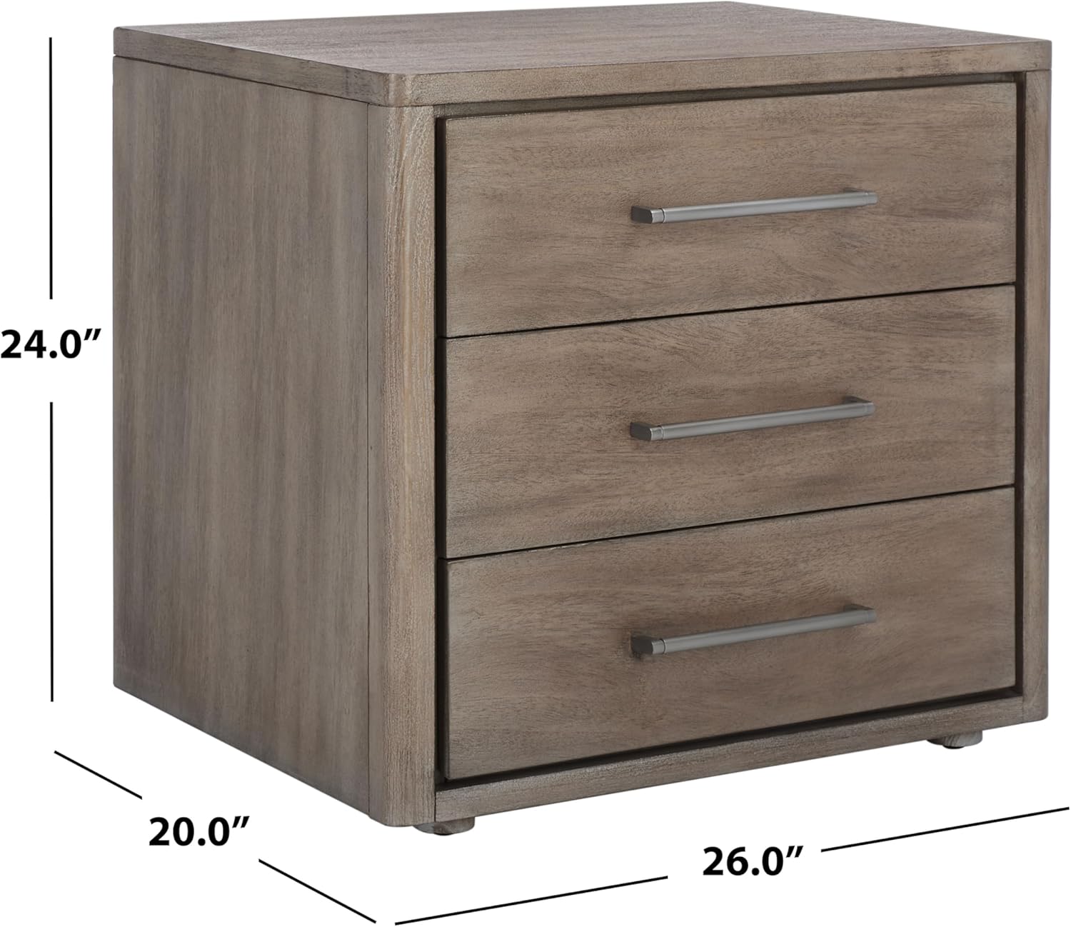 SAFAVIEH Couture Home Collection Rosey Light Brown 3-Drawer Wood Nightstand Table (Fully Assembled)