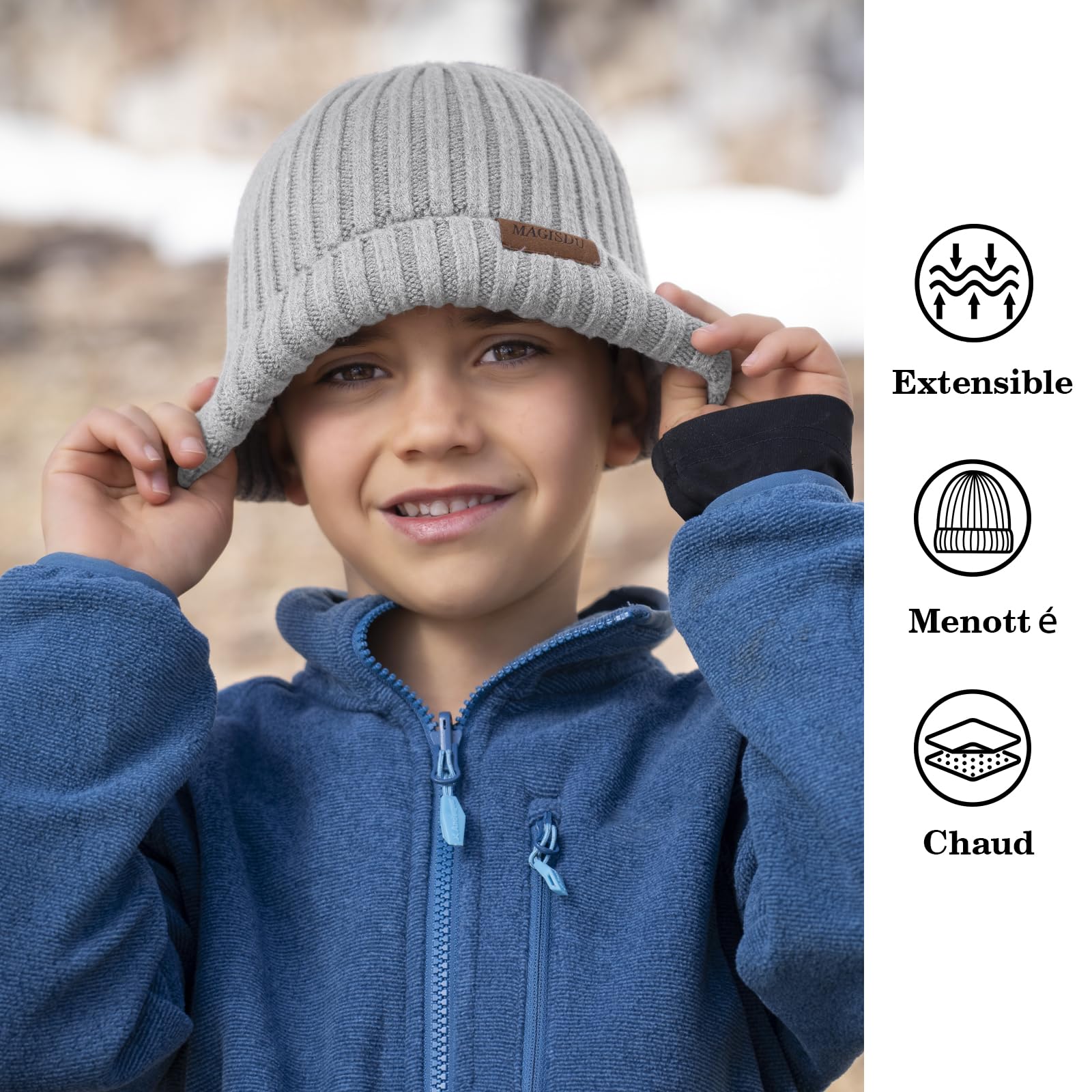 Bonnet Enfant Bebe Fille Garcon Laine Mérinos Casquette Chauffant Doublure Chapeau Hiver Chaud