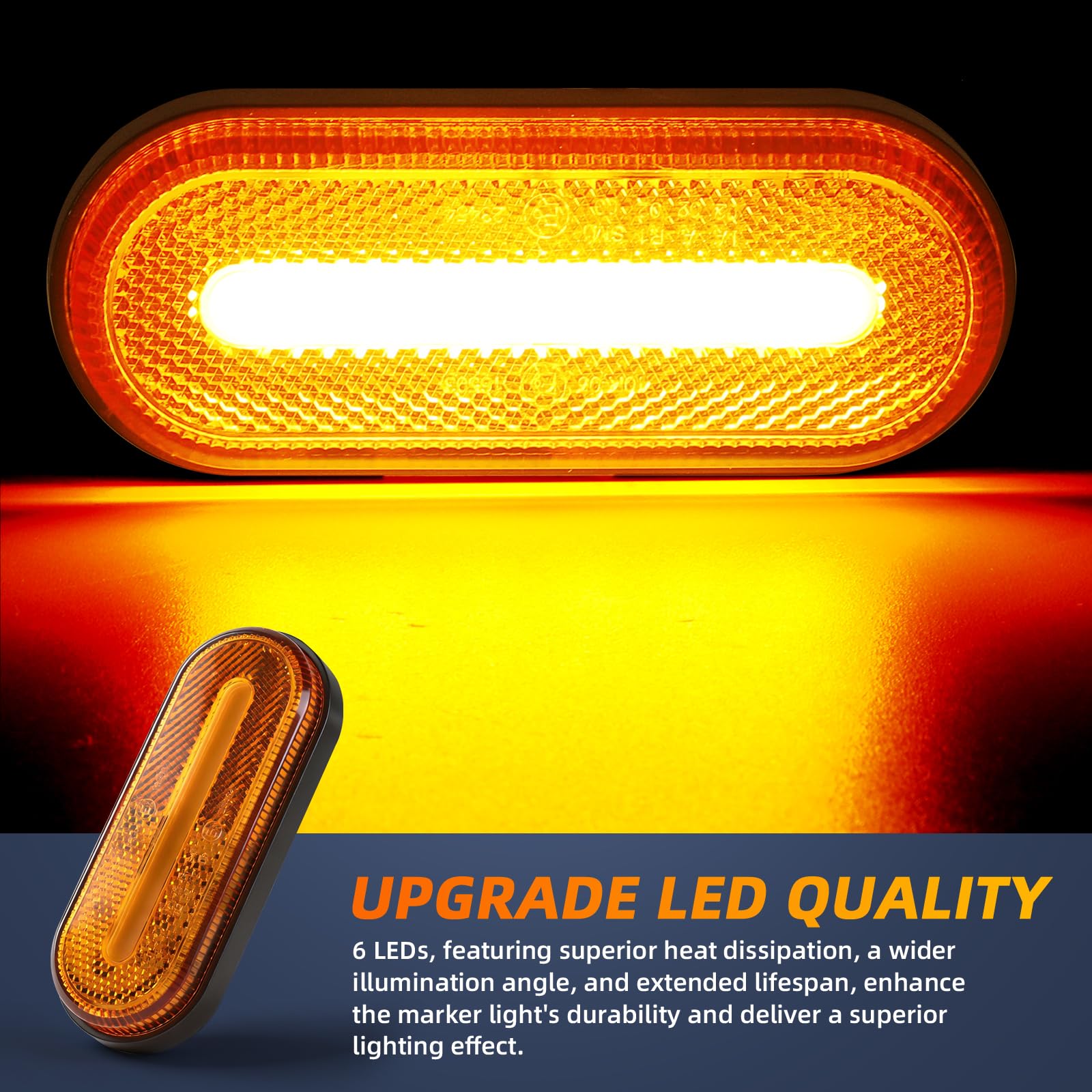 4x Orange LED Seitenmarkierungsleuchten, 12V/24V Anhänger IP65 wasserdichte Halterung Begrenzungsleuchten mit ECE R10 Zertifiziert, für Anhänger, Transporter, Wohnwagen Lastwagen