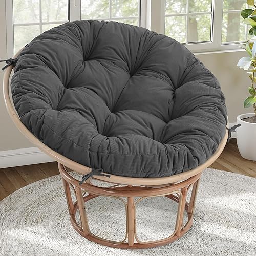 Miniatura 9 de idee-home Cojín para silla Papasan, Cojín circular para silla Papasan con funda de corduroy (sin silla) para silla de cuenco, 48 X 48 Pulgadas,