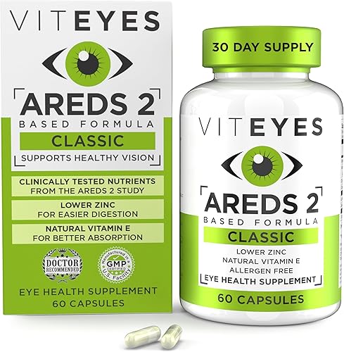 Viteyes AREDS 2 Eye Vitamins, Classic Macular Support, Natural Allergen Free Capsules with Vitamin E, Vitamin C, Zinc, Copper, Lutein & Zeaxanthin,