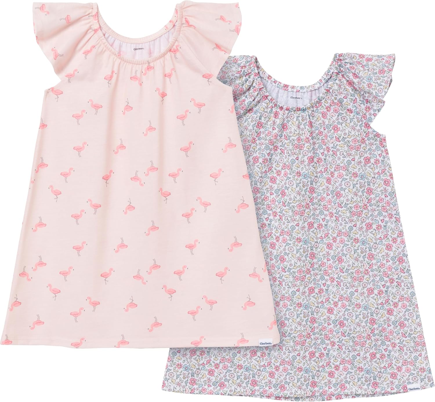 Gerber Baby Girls Toddler Girls' 2-pack Loose-fitting Nightgowns